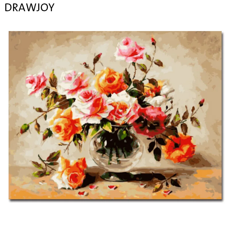 

DRAWJOY Flower Framed Picture DIY Painting By Numbers Painting & Calligraphy Home Decoration For Living Room GX5480 40*50cm