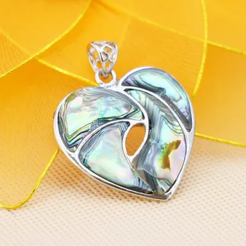 

35mm Narual Abalone seashells sea shells heart pendants beads jewelry making crafts stripe DIY Ethnic Chic gifts short necklace