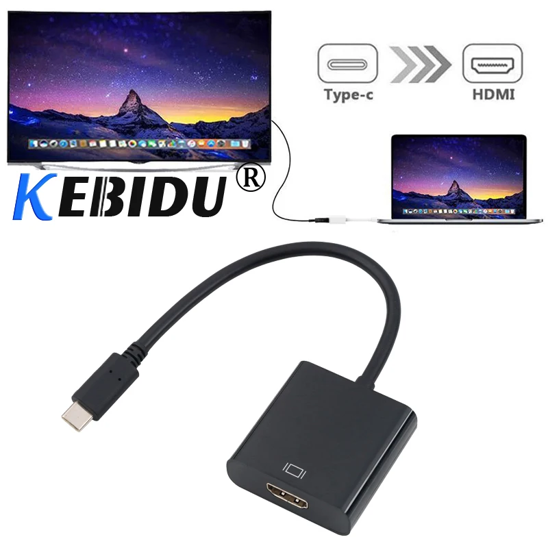 

kebidu Hot 4K Type C 3.1 to HDMI Male to Female Cable Adapter USB C to HDMI Converter for MacBook Chrome book Pixel Lenovo PC