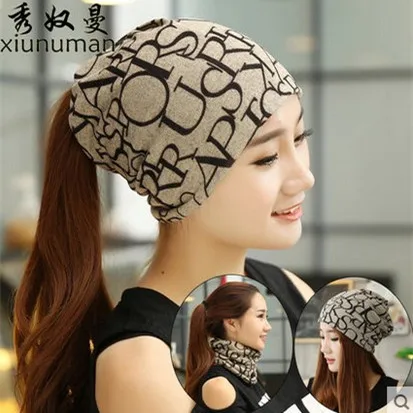 New arrival 2 Use Cap Knitted Scarf & Winter Hats for Women Letter Beanies Women Hip-hot Skullies girls Gorros women Beanies