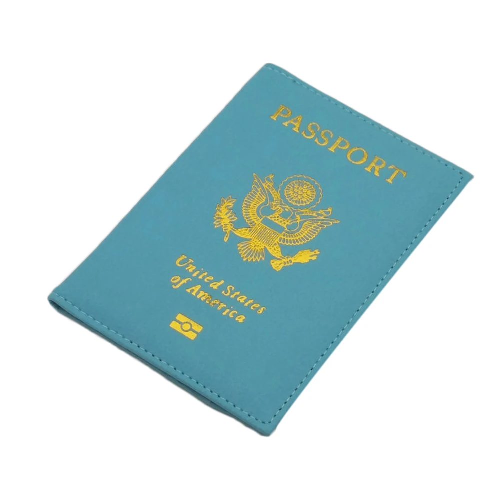 Чехол для паспорта из искусственной кожи для путешествий, индивидуальная женская розовая Обложка для паспорта США, американские Чехлы для паспорта для девушек, чехол для паспорта - Цвет: Синий