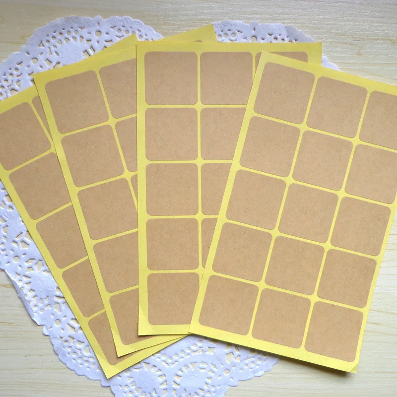 

150Pcs/Lot New Blank Kraft Empty Square Graffiti Handmade Sealing Label Kraft Sticker Cake Baking DIY Gift Box Stickers M1123