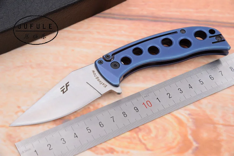 

JUFULE PITS EF 192 Folding Knife Steel handle Copper washers hunting camping Pocket Survival EDC Tool 9cr18 blade kitchen knife