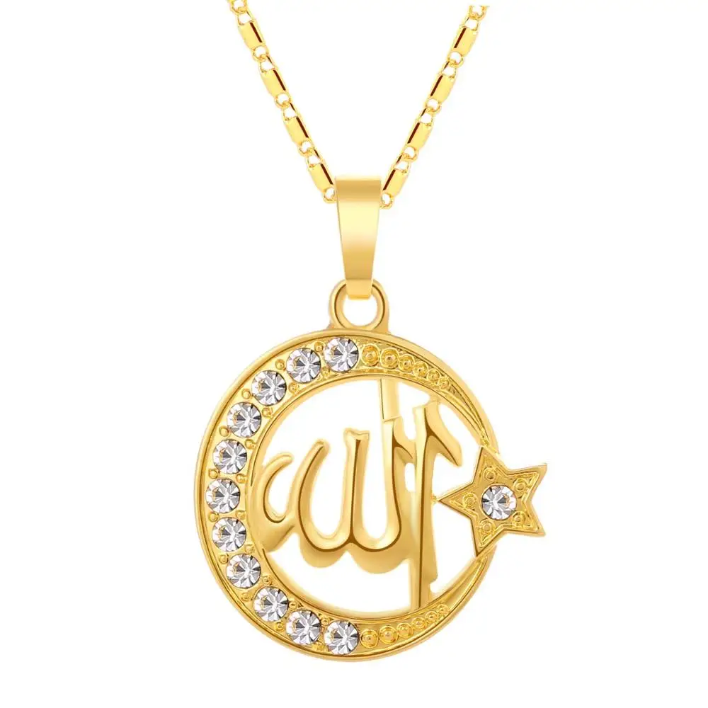 Мода Луна/Звезда женщина ислам религия Ближний Восток мусульманский кулон ожерелье для золота/серебра цвет Арабские Ювелирные изделия Аксессуары - Окраска металла: Gold