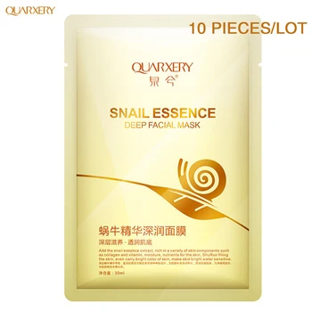 

QUARXERY Snail Essence Face Mask Anti Aging Beauty Face Care Moisturizing Whitening Anti Wrinkle Sheet Mask 10Pcs