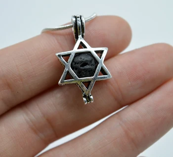 

10pcs Lava Stone Star of David Essential Oil Diffuser Necklace Aromthraphy Lockets 16mm Necklace Jewelry XSH447
