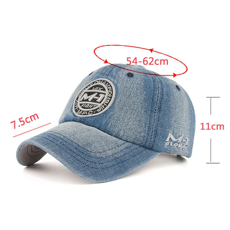Women Men M1 Denim Baseball Cap Unisex Embroidery Cowboy Hat Fashion Casual Male Female Hip Hop Sunscreen Caps CP0253 (6)