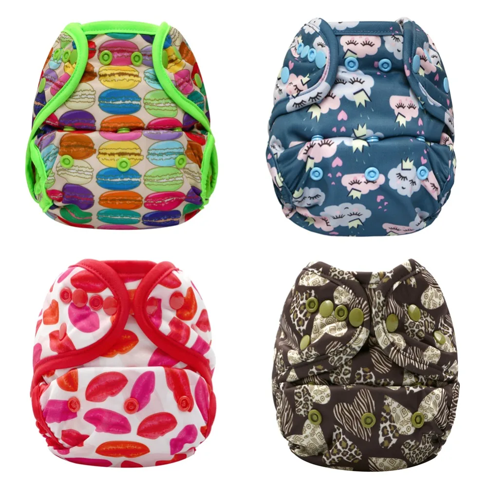 

JinoBaby Cloth Diaper Cover Double Gussets One Size for Newborn to 15kgs (Pack of 4 PCS)