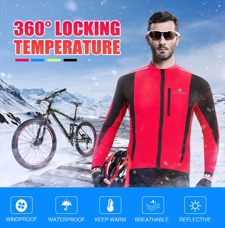 MILOTO Теплая Флисовая зимняя ветрозащитная куртка для езды Водонепроницаемая мягкая ветровка супер теплая MTB велосипедная куртка