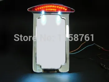 

Free Shipping Side Mount Vertical License Plate Holder Bracket Tail Light For Harley Custom Chrome