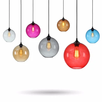 

Modern Colorful LED Kitchen Dining Bar Pendant Lights Restaurant Coffee Bedroom Pendant Lamp Stained Glass Lighting Hanging Lamp