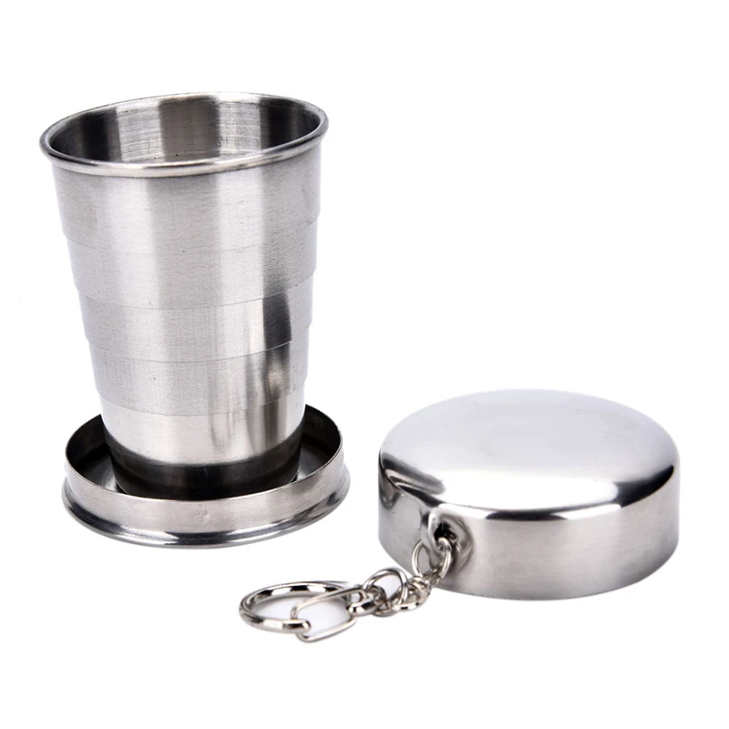 

75ml Foldable Drinkware Stainless Steel Folding Telescopic Collapsible Water Cup Beer Mug Outdoor Travel Camping Supplies