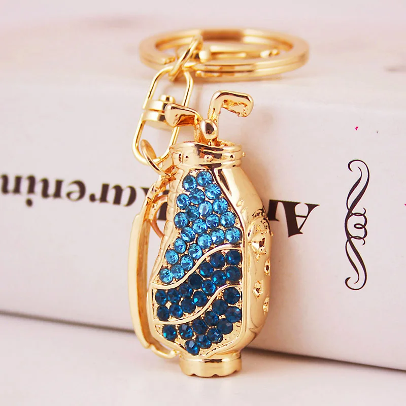 

Crystal Rhinestone Alloy Keychain For Women Handbag Lovely Rhinestone Cover Golf Bag Crystal Jewelry Key Ring Car Key Holder