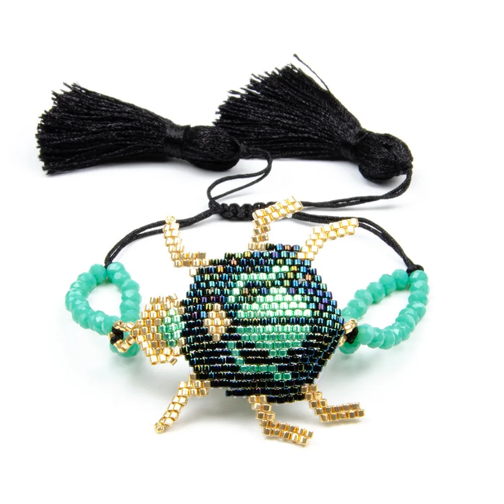 

Insect series beetle tassel bracelet Miyuki rice beads hand-woven