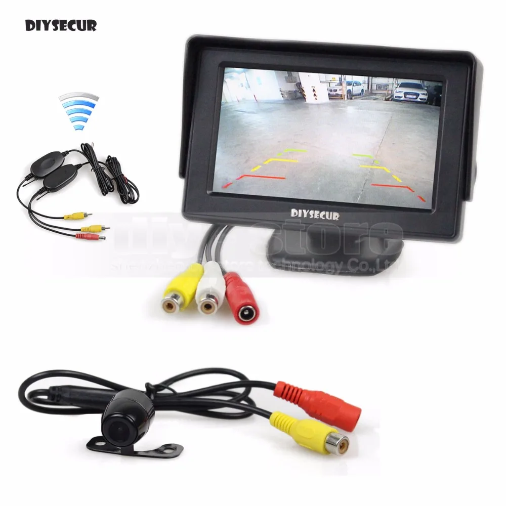 

DIYSECUR Wireless 4.3 Inch Color TFT LCD Car Monitor + Waterproof HD Rear View Car Camera Parking System Monitor