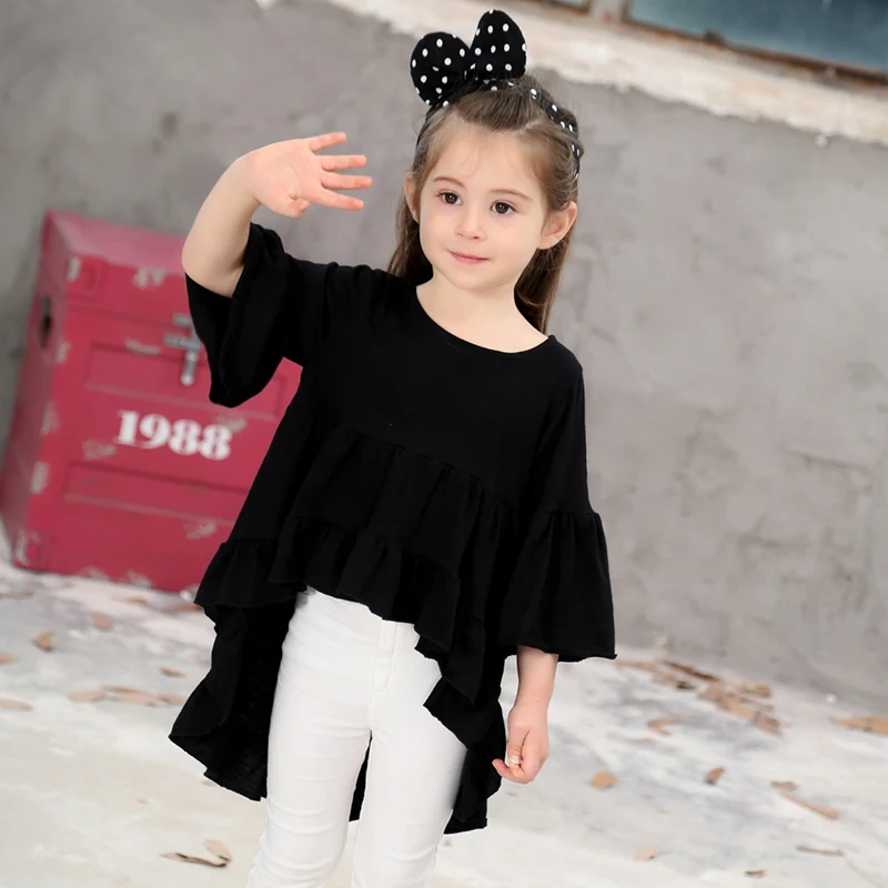 

Baby Girl Fashion T-shirt Spring Summer Irregular Tops Cotton Long Sleeve T-shirt Children's clothes Costumes Kids Clothing 2-8Y