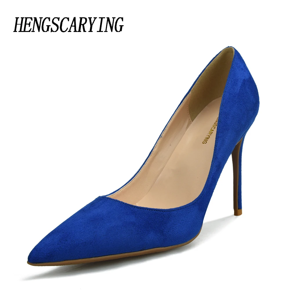 HENGSCARYIN Brand Luxury Designer Women Blue Heels Pumps Scarpin Fetish