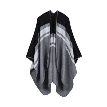 

Fashion Women blanket shawl Autumn Winter Striped thick ponchos Classical pattern Free shipping