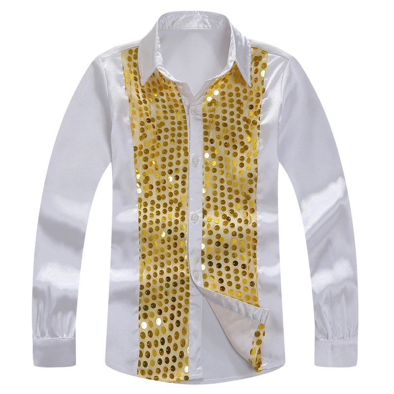 Retail High Quality Children Shirts Solid Color Boys Chorus Clothing Sparkling Sequined Students Latin/Ballroom Dancing costume - Цвет: as picture