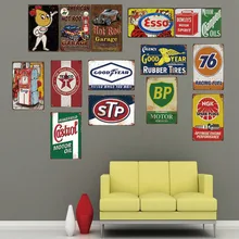 Моторное масло гаража Оловянная металлическая табличка Винтаж таблички стены паба домашнего искусства Декор автомобиля Железный плакат куадро A-5633
