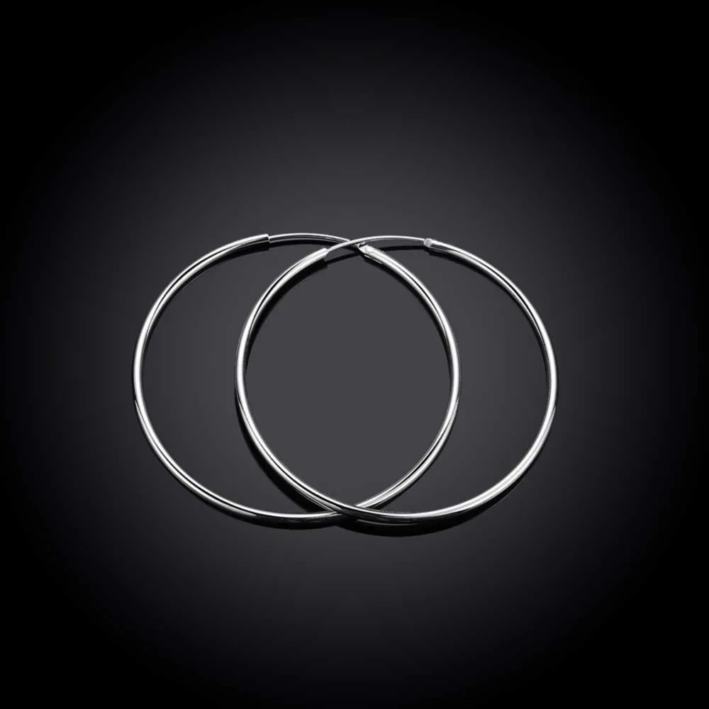2018 2 Inches Large Fashion Earrings Hoops Silver Color Endless Big Hoop Earrings For Women For Sensitive Ears Trendy Jewelry (4)