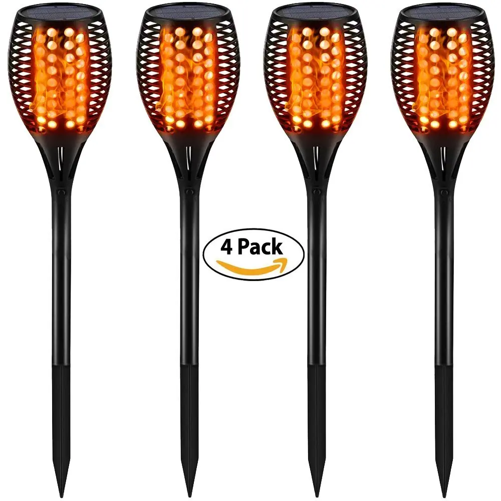 

4PACK Solar Lights Outdoor - Flickering Flames Torch Lights Solar Light - Dancing Flame Lighting 96 LED Dusk to Dawn Flickering