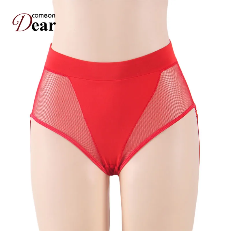 PA5090 Comeondear 2 Colors Plus Size Panties Side Garter Fishnet Women Secret Underwear Good Quality Calcinha High Waist Panties