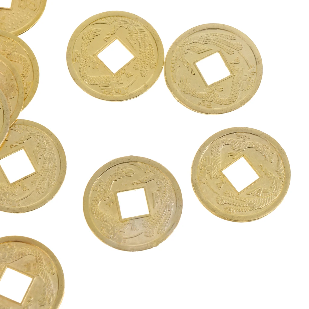 Phenovo 50 Pieces Feng Shui Coins Chinese Ancient Fortune Coins 0.9'' Diameter I Ching Money Charm Jewelry Findings