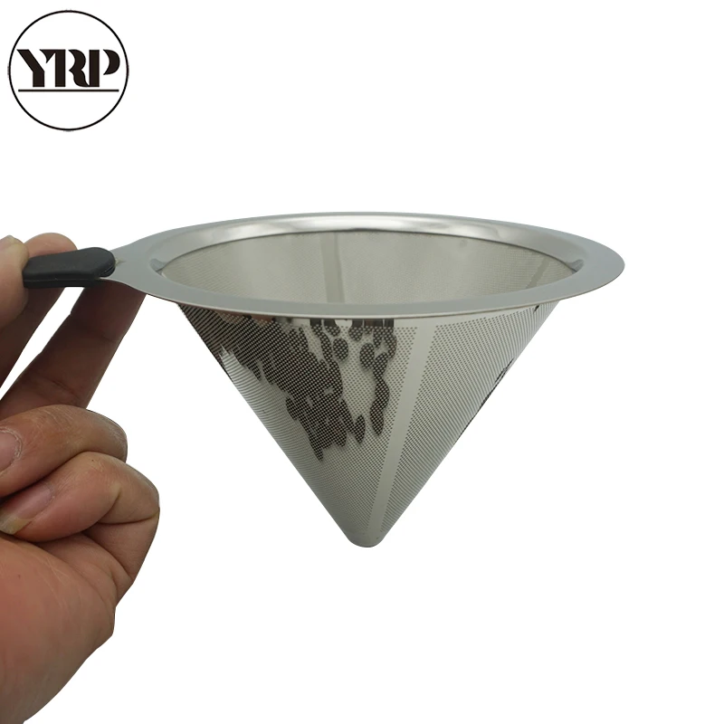

YRP Reusable Coffee Filter Stainless Steel Holder Metal Mesh Funnel Baskets Coffee Filters Dripper v60 Drip Coffee Filter Cup