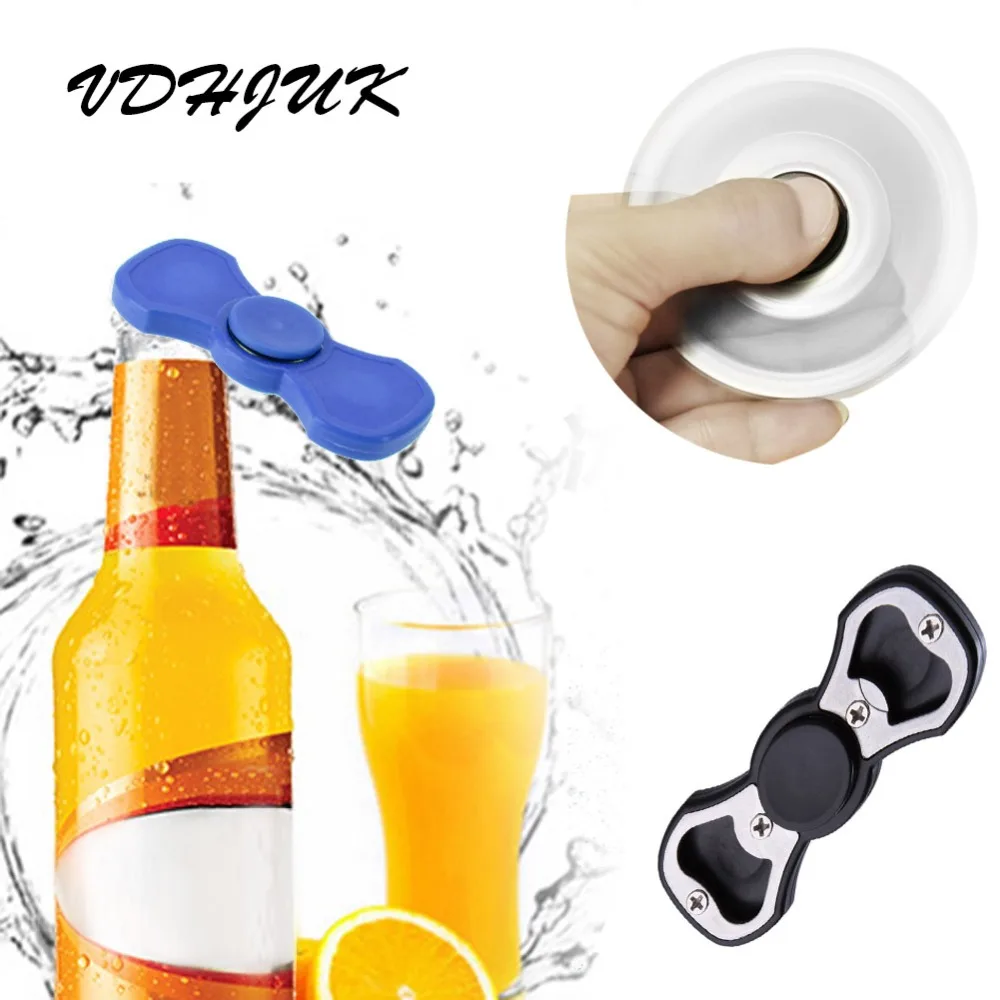 

Drop shipping 2 in 1 multi-function Bottle Opener Fidget Spinner Finger Spin Stress Hand Desk Toy Multifunction ADHDHand Spinner