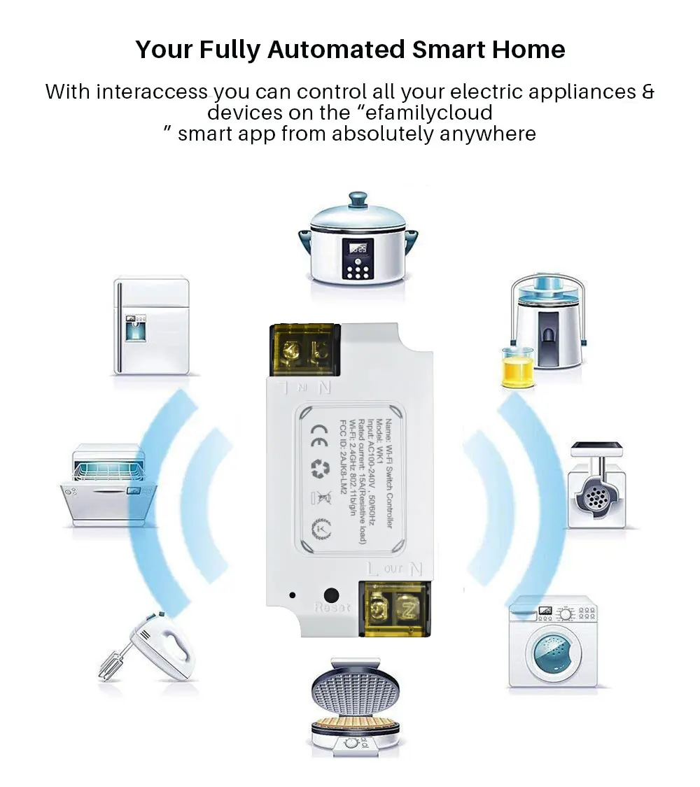Универсальный беспроводной WiFi переключатель модуль автоматизации умного дома DIY синхронизации 15A AC 100-240 В приложение управления совместимый с Alexa Google Home