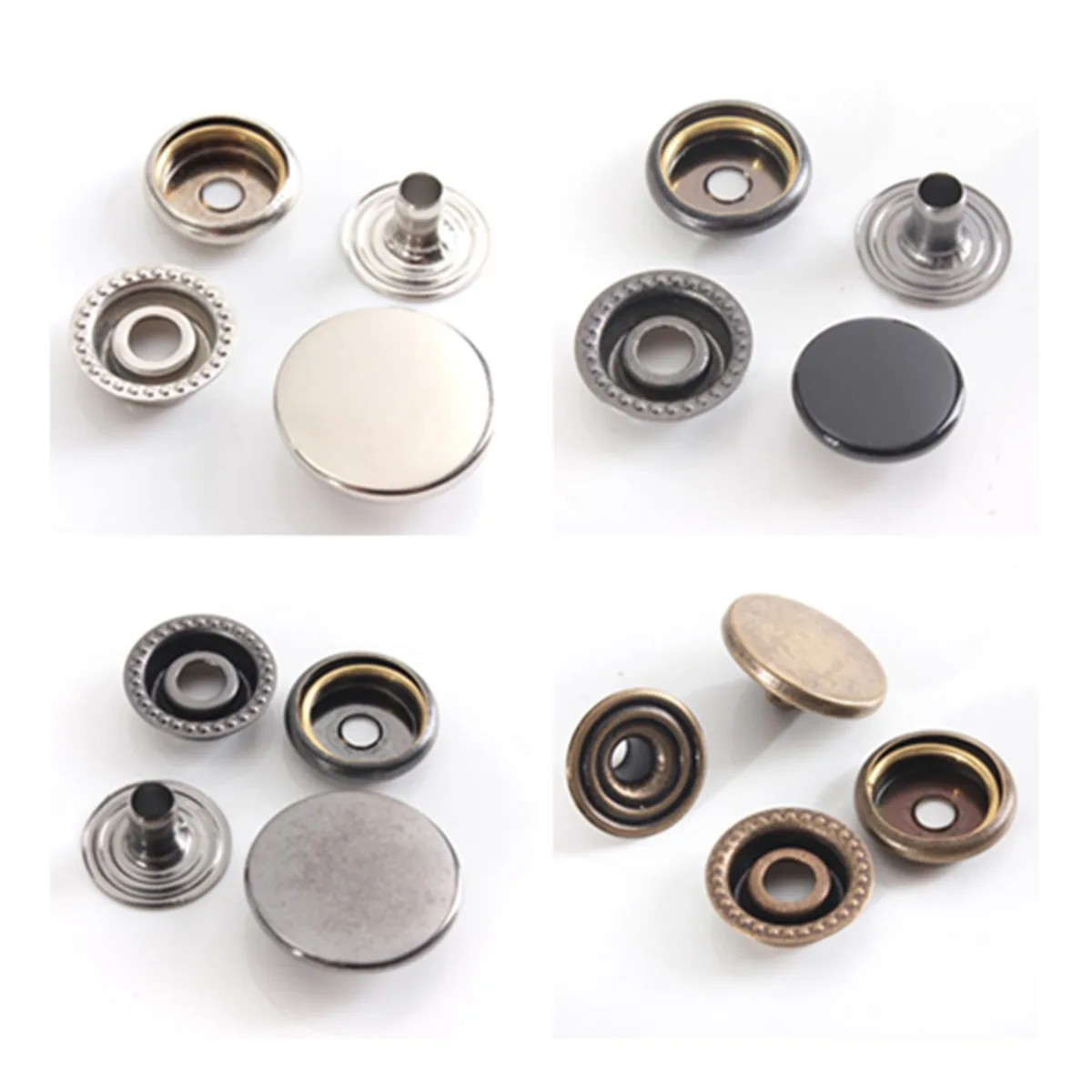 15pcs Coat button Metal Snap Button DIY No Sewing Press Studs Buttons