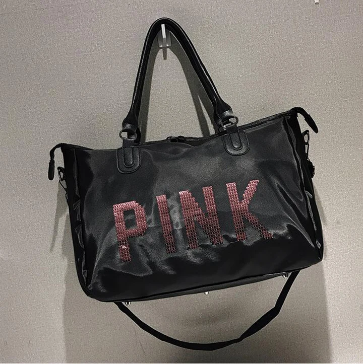 Женская Черная Дорожная сумка, модная розовая сумка на плечо с блестками, женская сумка, женская сумка на выходные, переносная сумка, водонепроницаемая сумка для стирки