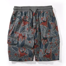 Мужские шорты кэжуал летние резинка на талии ретро шорты мужские модные шорты штаны с принтом хип-хоп растяжки WY08