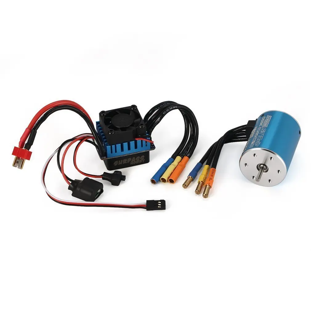 

3650 3100KV 4P Sensorless Brushless Motor and 60A Brushless ESC for 1/10 Scale RC Car RC Boat