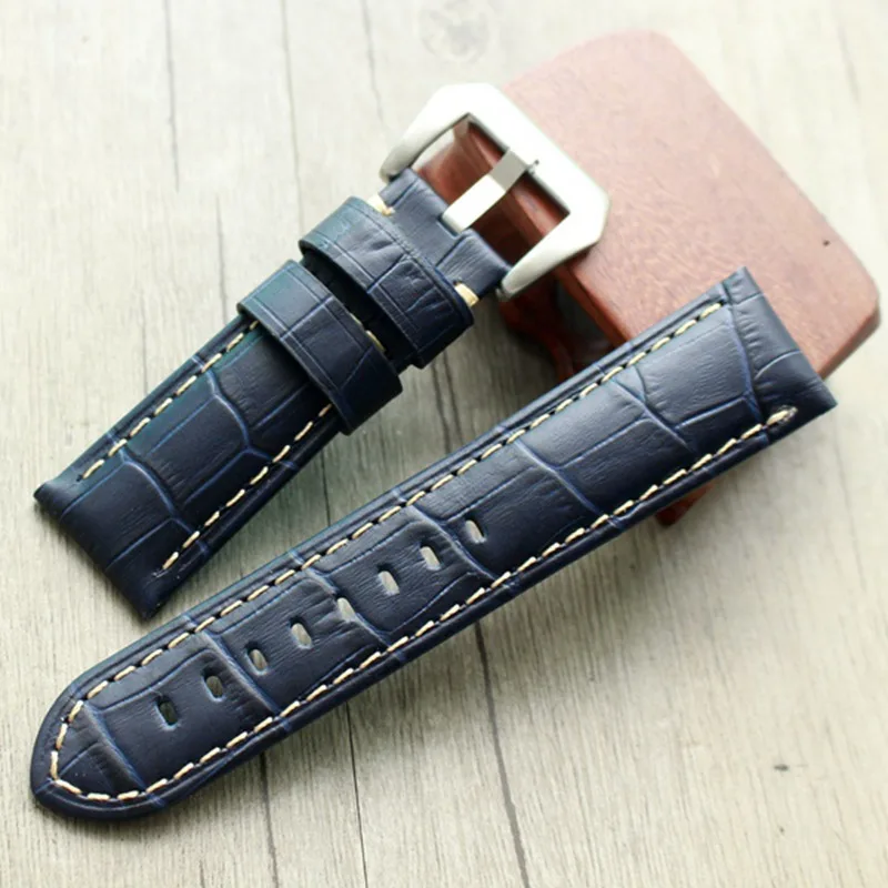 20 22 24 26mm high quality vintage blue watchbands watch accessories cow leather Universal watch band watch straps for Panerai