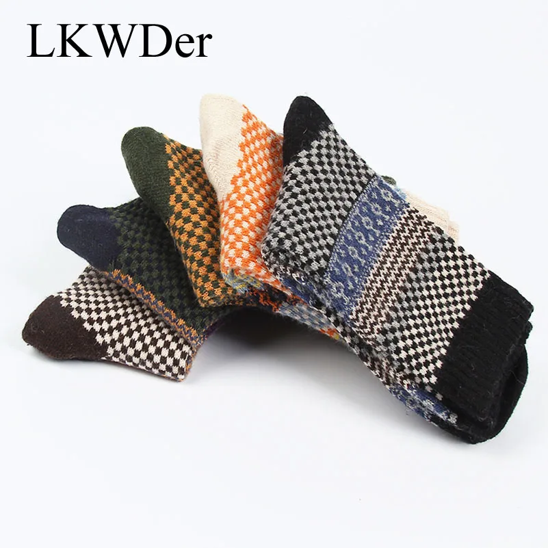 LKWDer 5 пар Для мужчин шерсть носки зимние толстые теплые в полоску шерстяные носки Повседневное Calcetines мужские носки Бизнес мужские носки Для мужчин Sokken