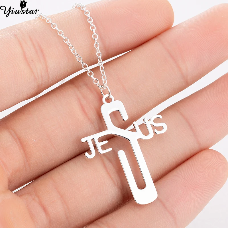 

Yiustar Elegant Cross Jesus Adjustable Sweet Cute Charming Stainless Steel Pendant Necklace For Women Girls Kids Party Gifts