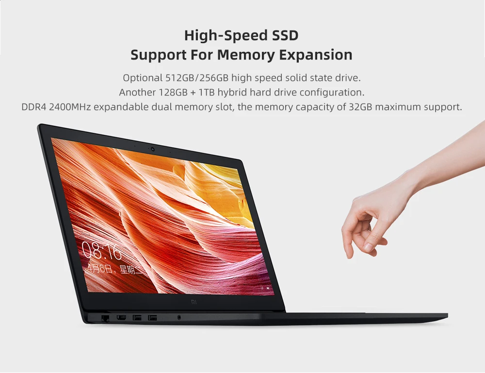 Xiaomi Mi 15,6 дюймовый ноутбук 16G/8G/4G ram DDR4 512G/256G/128G SSD ноутбук i3/i5/i7 четырехъядерный ноутбук