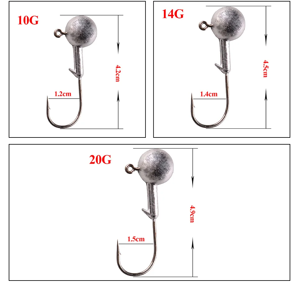 1 коробка(20-50 шт.) свинцовая головка рыболовный крючок 1 г-20 г Крючки для мягкой рыбалки приманка колючий крючок высокое качество рыболовные принадлежности PESCA