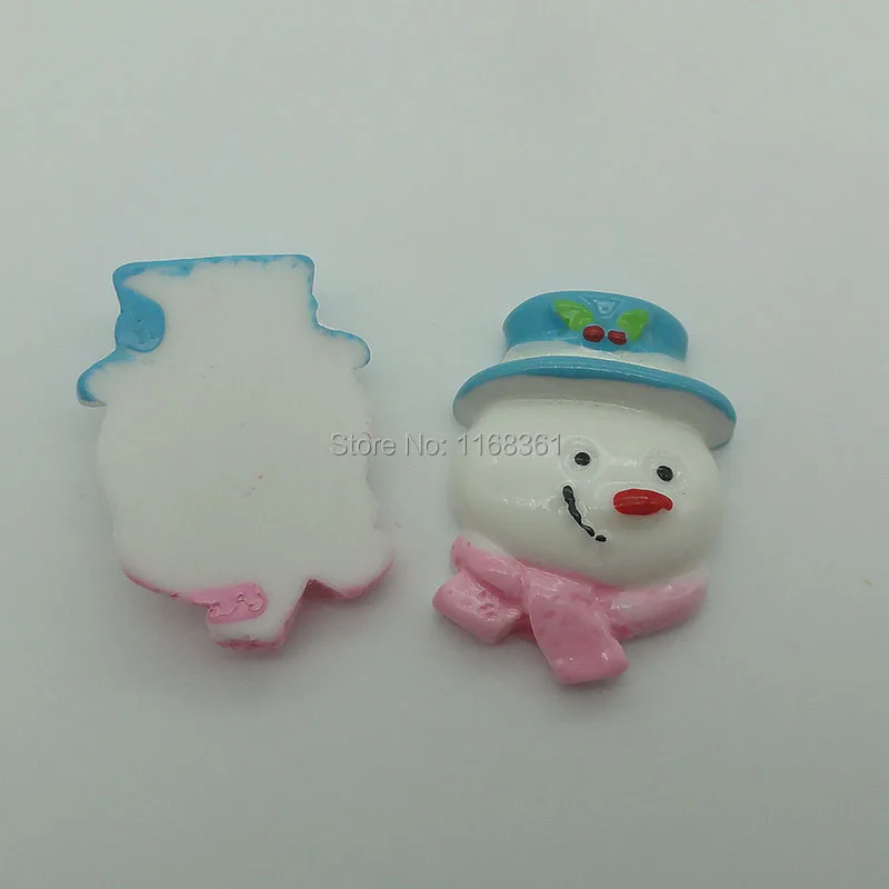 1pcs/lot resin flat back pink scarf snowman head 30mm Cabochons Scrapbooking Hair Bow Center DIY Christmas decration C101-5