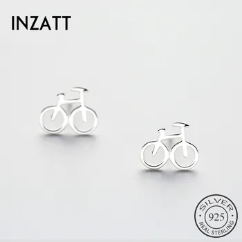 INZATT Geometry Bicycle Stud Earrings Real 925 Sterling Silver Fine Jewelry For Women Party Punk Minimalist Accessories Gift