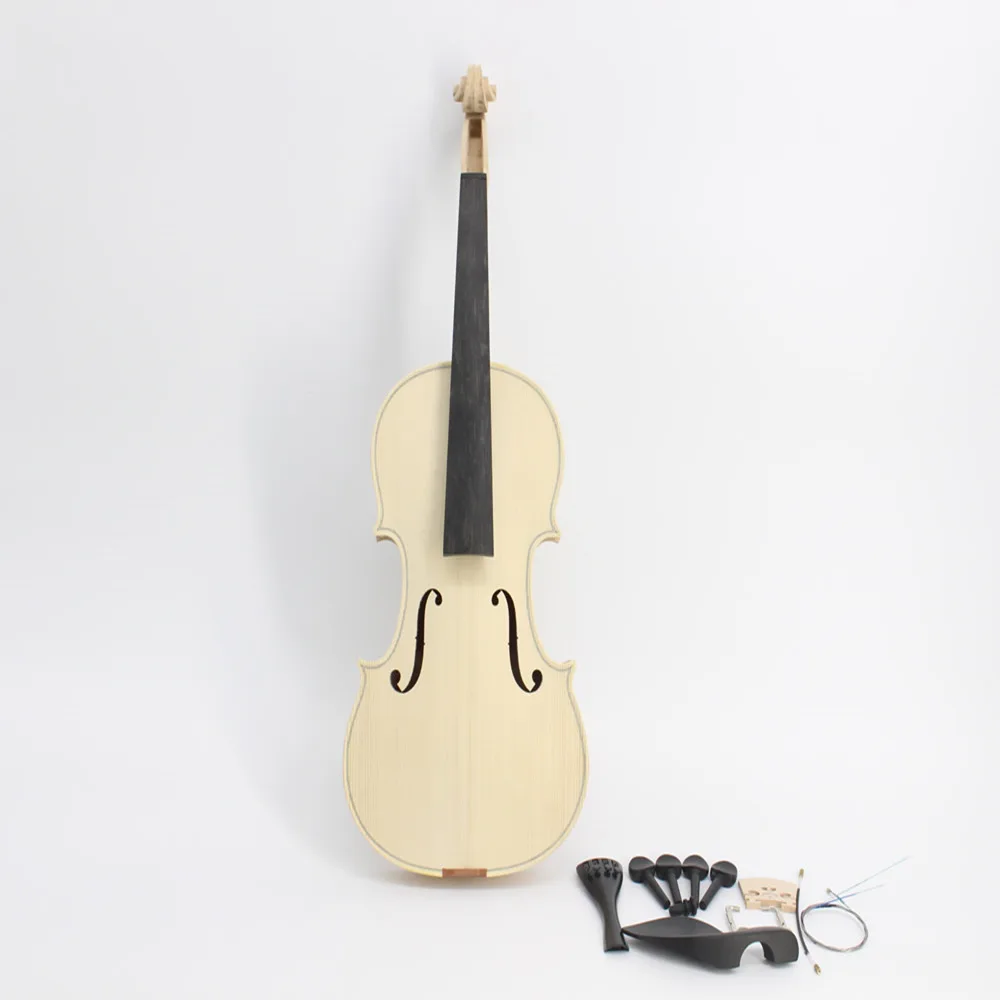 

Selective Natural Dried Maple Back Spruce Factory Unfinished White Handmade Violin Top DIY Violin Ebony Fingerboard Unglued