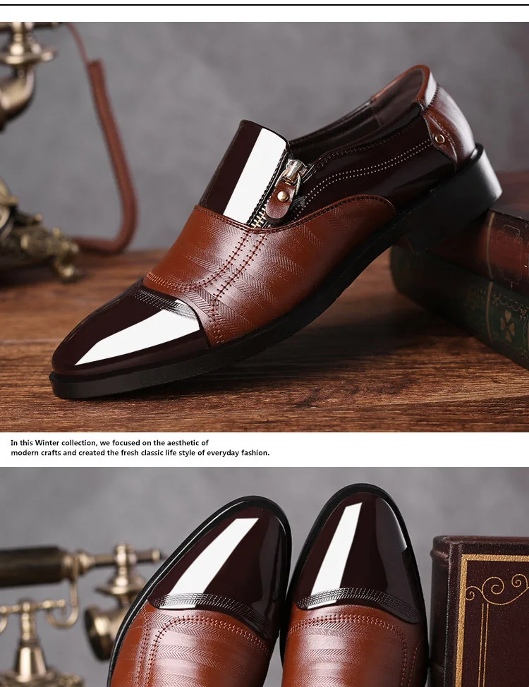REETENE/Модная Мужская обувь в деловом стиле; Новинка года; классические кожаные мужские туфли; модные модельные туфли без застежки; мужские оксфорды