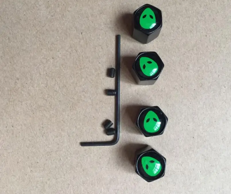 Alien Anti theft tire valve caps Stainless Steel Black Car Wheel Tire Valves Tyre Stem Air Caps