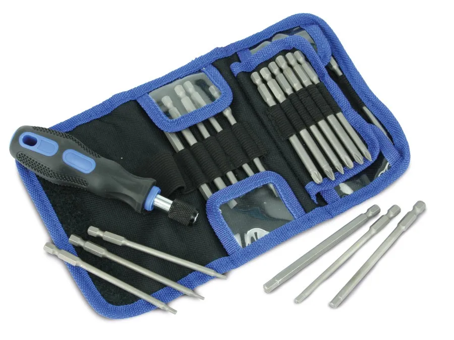 

25pc Magnetic Screwdriver Bit Set with Holder Adapter 100mm Long CRV Bit Set Slotted Phillips Torx Pozidriv Head Household Car
