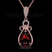 Новая Груша 8x12 мм 3.65Ct Твердые 14Kt розовое золото натуральный алмаз гранат кулон WP10