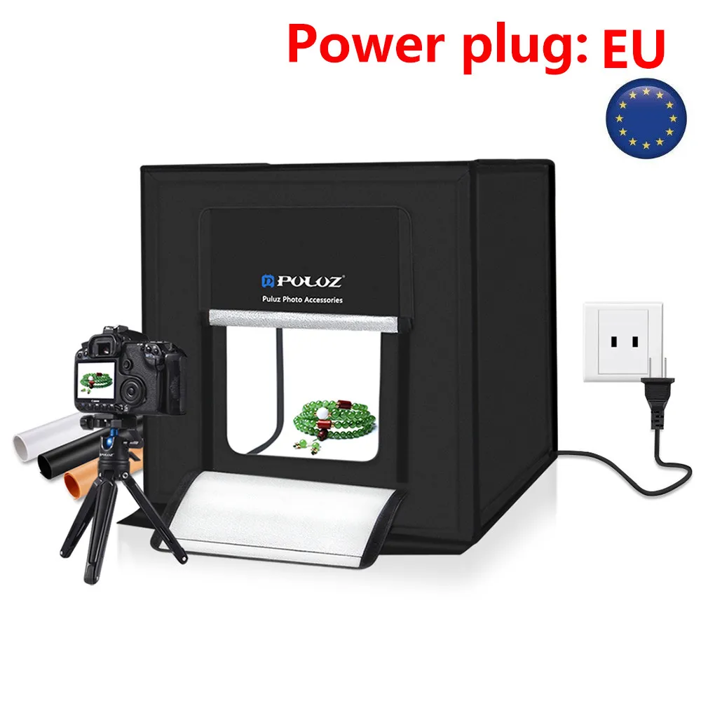 

Power plug:EU Double LED Light Room Photo Studio Photography Lighting Tent Backdrop Cube Box The photography light box 2019 #40