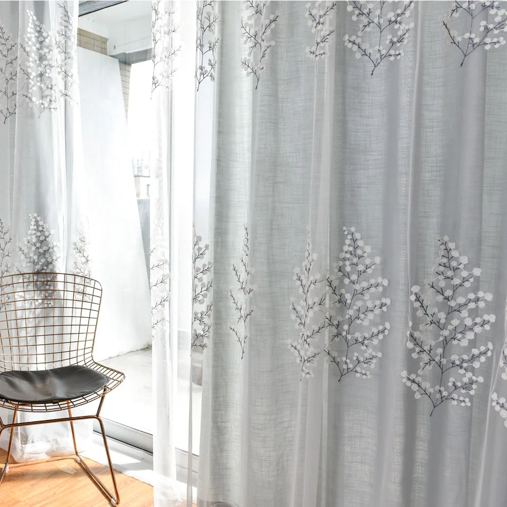 Blanco transparente bordado Cortinas Europa Cortinas Dormitorio de cortina para la sala de Grey tela habitación WP067-30 Blanco transparente bordado Cortinas Europa Cortinas Dormitorio de cortina para la sala de Grey tela habitación WP067-30