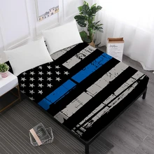 Flag Day Bed Sheet Blue American flag Fitted Sheet Star Striped Patchwork Bedclothes Mattress Cover Festival Gift Home Decor D35